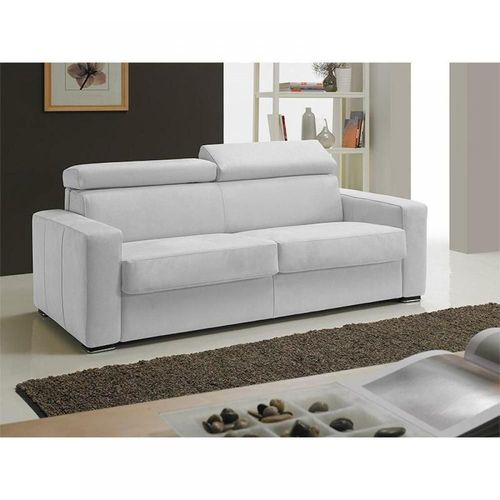 Canapé Express Melbourne Couchage 120 Cm Matelas 18 Cm Cuir Blanc Cassé