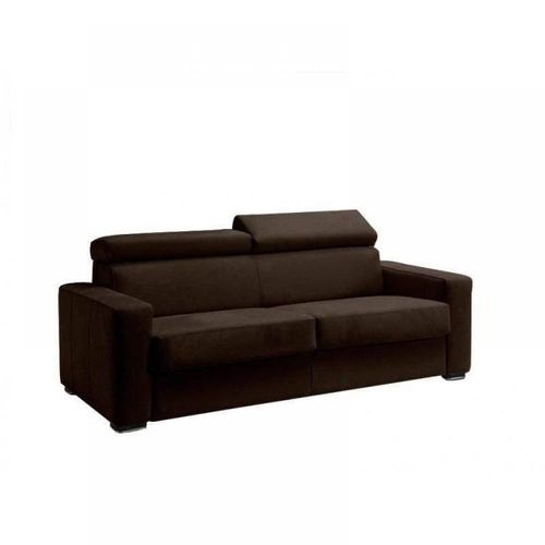 Canapé Express Sidney Deluxe 140 Cm Cuir Vachette Marron Matelas 16 Cm