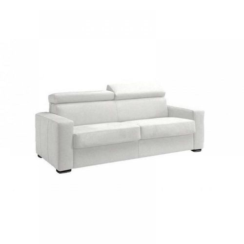 Canapé Express Sidney Deluxe 160 Cm Cuir Vachette Blanc Cassé Matelas 16 Cm