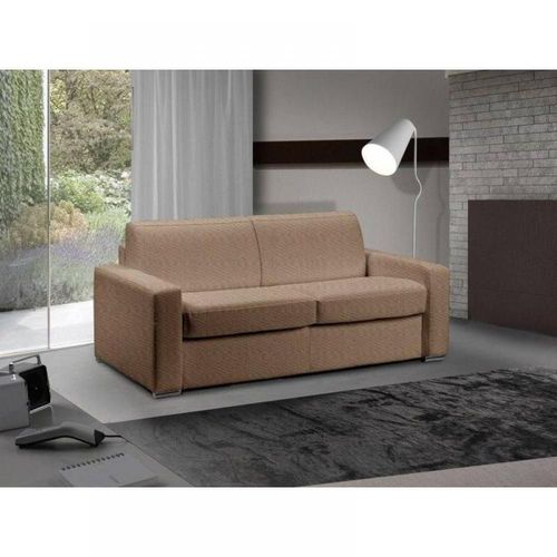 Canapé Lit 3 Places Master Convertible Express 140 Cm Tweed Cross Taupe Matelas 18 Cm Inclus