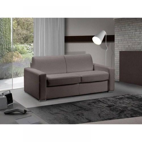 Canapé Lit 3 Places Master Convertible Express 140 Cm Cuir Taupe Matelas 18 Cm Inclus