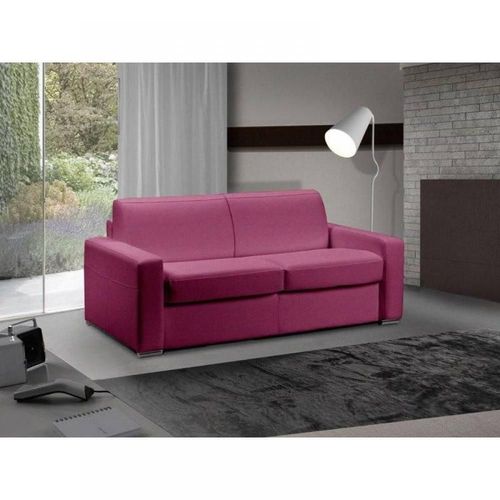 Canapé Lit 3 Places Master Convertible Express 140 Cm Tweed Cross Rose Matelas 18 Cm Inclus