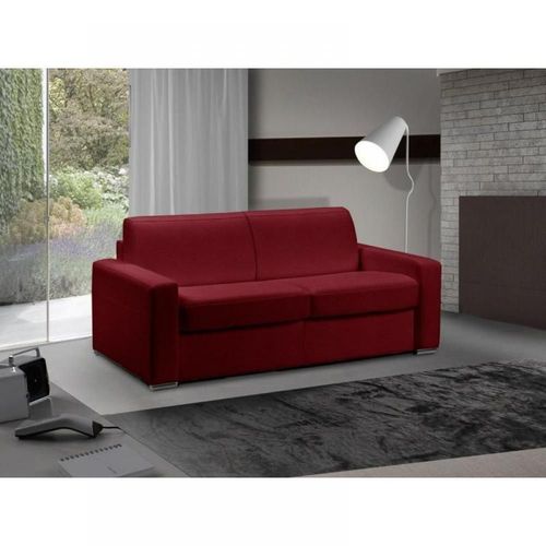 Canapé Lit 2-3 Places Master Convertible Express 120 Cm Cuir Bordeaux Matelas 18 Cm Inclus