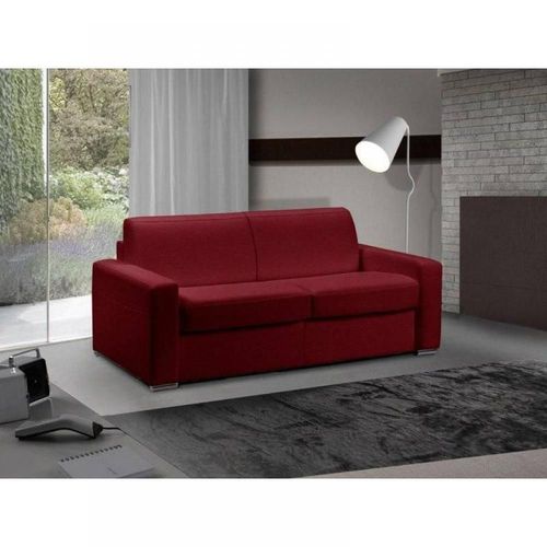 Canapé Lit 3 Places Master Convertible Express 140 Cm Cuir Bordeaux Matelas 18 Cm Inclus