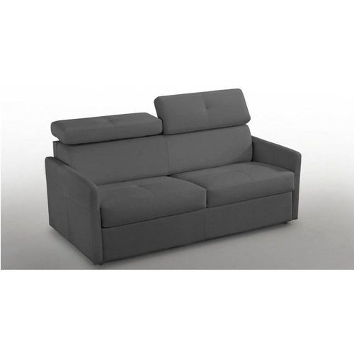 Canapé Lit Montmartre Express Matelas 18cm Sommier Lattes Renatonisi Cuir Gris Graphite
