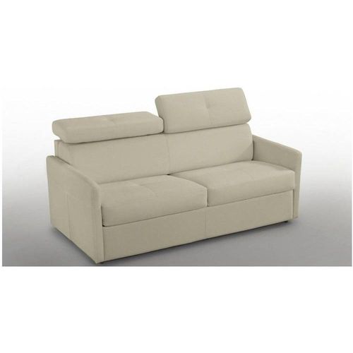 Canapé Lit Montmartre Express Matelas 18cm Sommier Lattes Renatonisi Cuir Beige