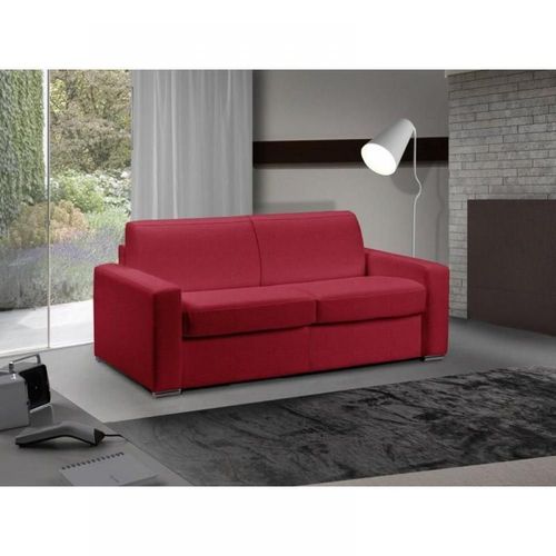 Canapé Lit 3-4 Places Master Convertible Express 160 Cm Tweed Cross Rouge Matelas 18 Cm Inclus