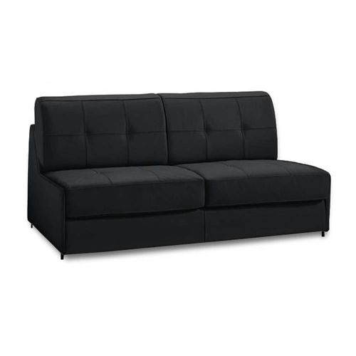 Canapé Lit Compact 3-4 Places Denso Express 160cm Cuir Vachette Noir Matelas 18cm