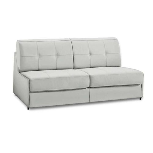 Canapé Lit Compact 3-4 Places Denso Express 160cm Cuir Vachette Blanc Matelas 18cm