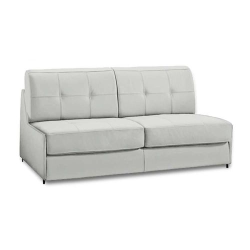 Canapé Lit Compact 3 Places Denso Express 140cm Cuir Vachette Blanc Matelas 18cm