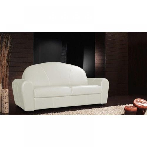 Canapé Lit Club Deluxe Convertible Express 120 Cm Cuir Blanc Cassé Matelas 16 Cm