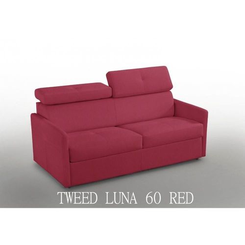 Canapé 2-3 Places Paris 120cm Tweed Rouge Couchage Express Matelas 16 Cm