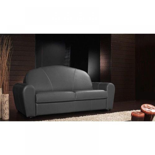 Canapé Lit Club Deluxe Convertible Express 140cm Cuir Graphite Matelas 16 Cm