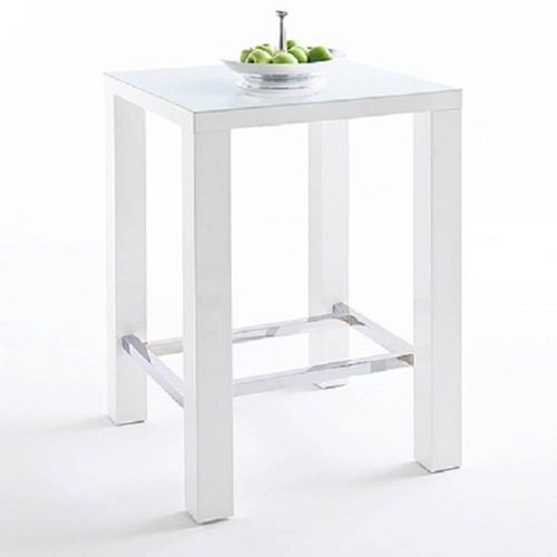 Table De Bar Design Janis 80 X 80 Cm Finition Laque Blanche Brillante