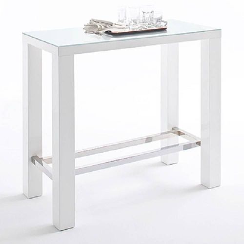 Table De Bar Design Janis 120 X 60 Cm Finition Laque Blanche Brillante