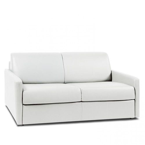 Canapé Express Sun Edition Cuir Et Pu Cayenne Blanc Cassé 140 Cm Matelas 16 Cm