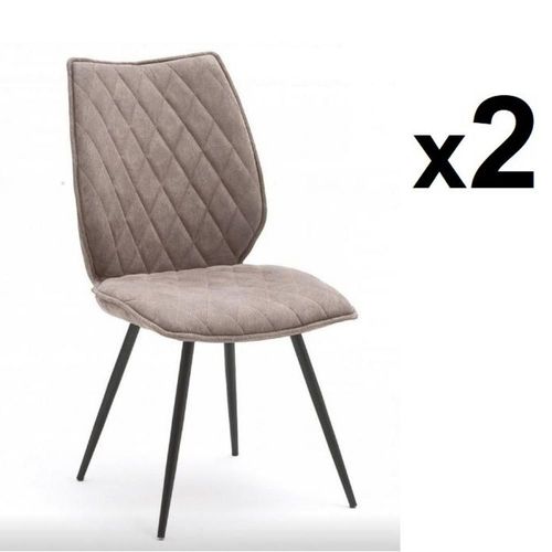 Lot De 2 Chaises Design Nime Tissu Sable Et Pieds Laqués Anthracites