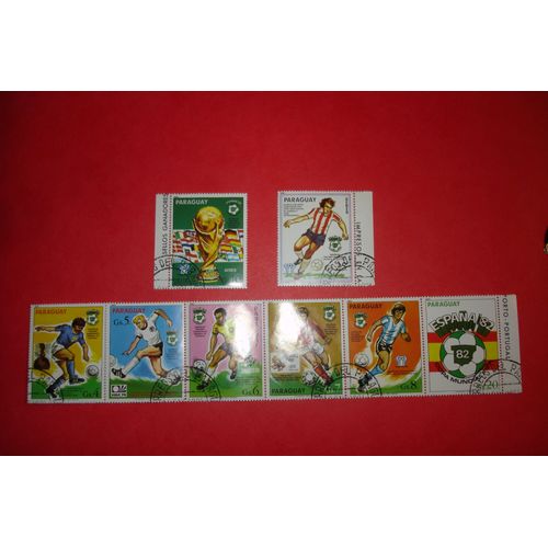 Lot De 7 Timbres Paraguay Coupe Du Monde De Football 1982