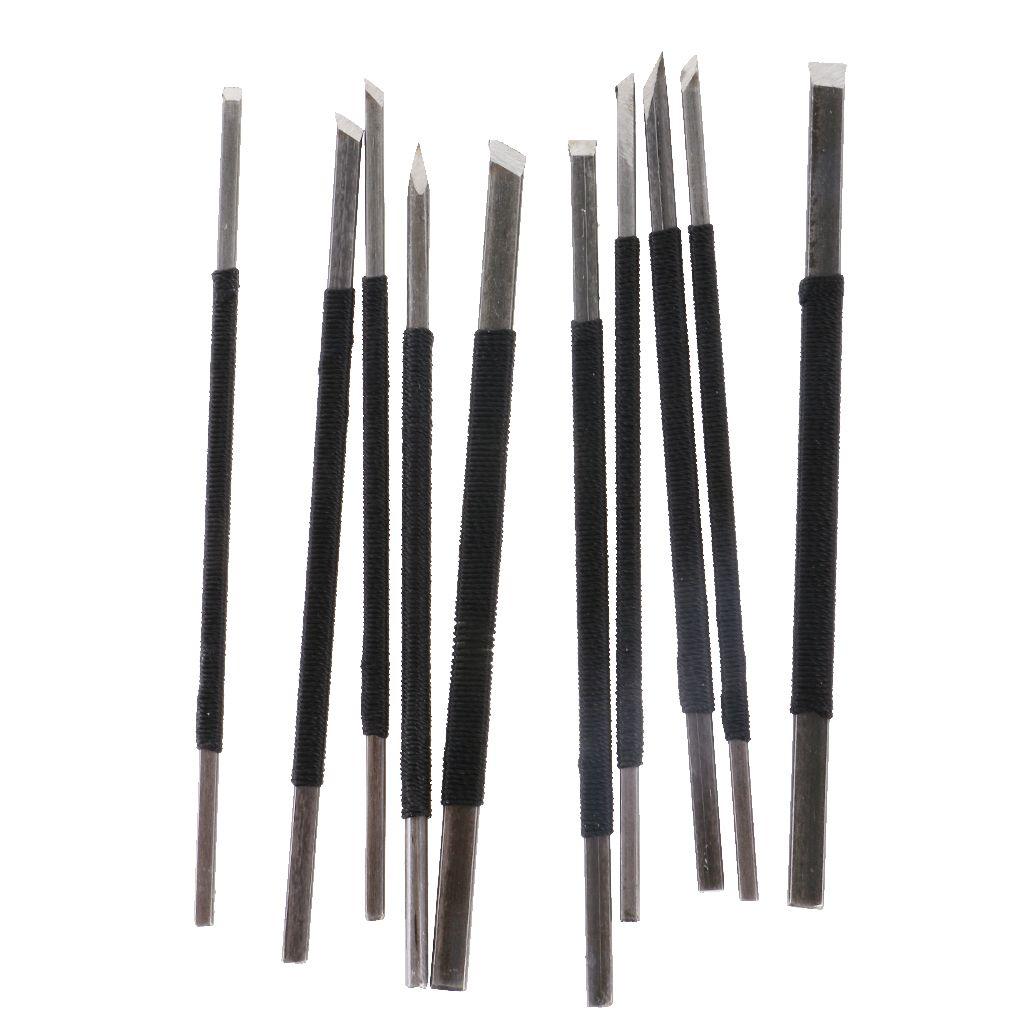 Outils de gravure sur pierre, ensemble d'outils de gravure en acier à haute  teneur en carbone, ligne noire, 10 pièces