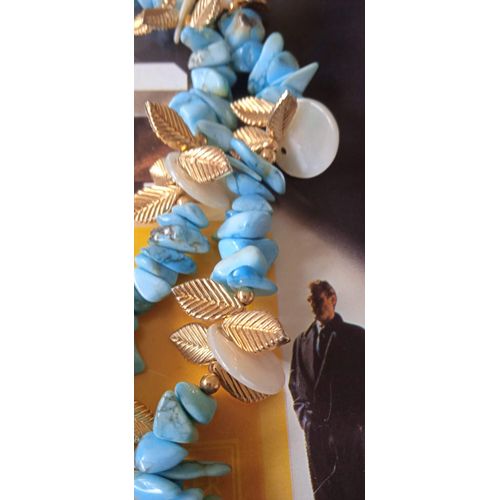 Superbe Collier Estival Et Vintage Carol Dauplaise Chips De Turquoise