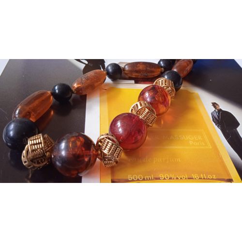 Collier Vintage Carol Dauplaise Ambre Et Autre