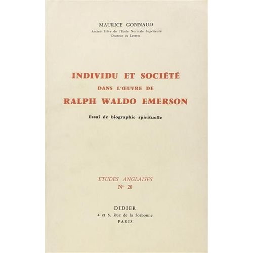 Individu Et Société Dans L'oeuvre De Ralph Waldo Emerson