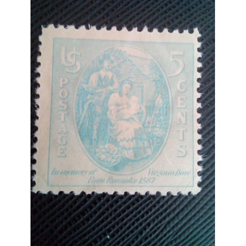 Timbre Etats-Unis Yt 362 Virginia Dare Et Les Parents 1937 ( 1090205 )