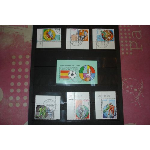 Lot De 6 Timbres Cuba Coupe Du Monde De Football 1982