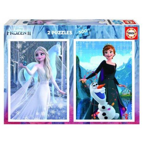 Set De 2 Puzzles Adulte Reine Des Neiges : Elsa Olaf Anna - 500 Pieces - Educa Collection Disney Nouveaute