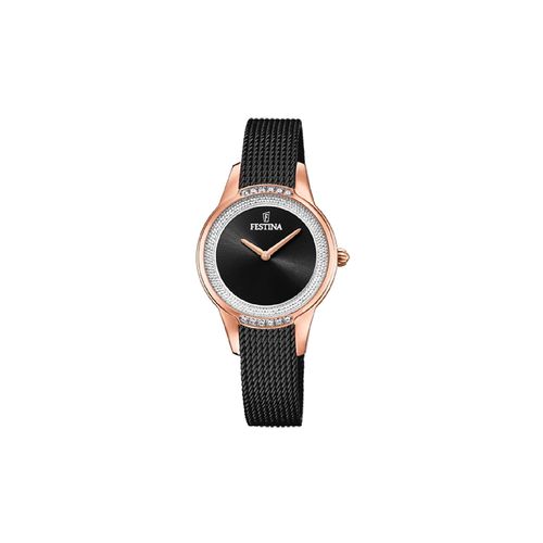 Montre Femme Festina Noire Rose Et Cristal