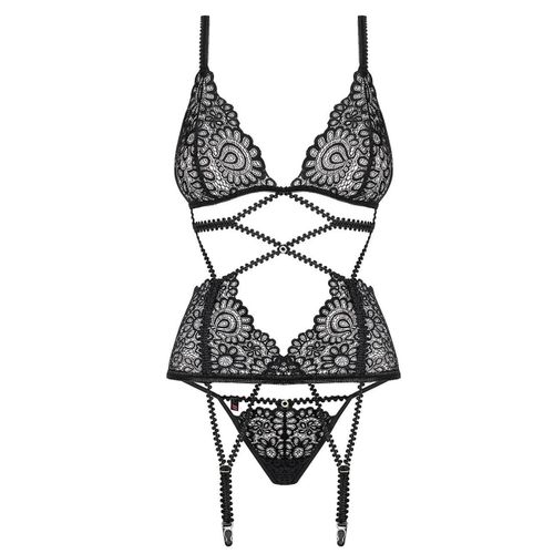 Nuisette & String Mixty Corset Obsessive (2 Pcs) Noir