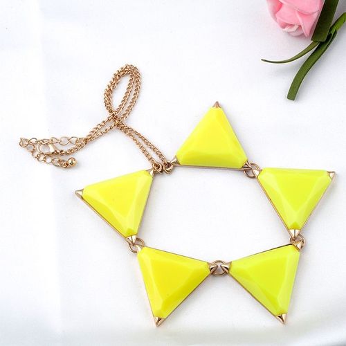 Ras Du Cou Collier De Mode Bohême Jaune/Orange Acrylique Collier Rond Pour Les Femmes Date Cadeau À La Main E