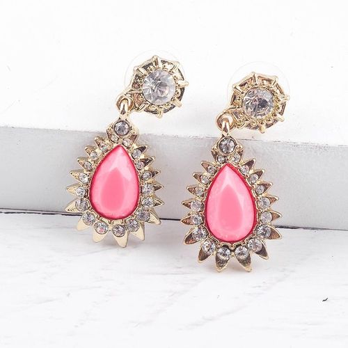 Boucles D'oreilles Pendantes Rose Princesse Résine Boucles D'oreilles Cristal Goutte D'eau Boucles D'oreilles De Luxe Couleur O
