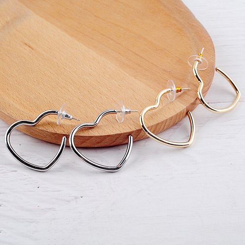 Boucles D'oreilles Pendantes Minimalisme Or Blanc Couleur Laiton Coeur Boucles D'oreilles Pour Les Femmes Cadeaux D'anniversair