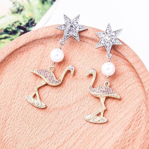 Boucles D'oreilles Pendantes Flamant Rose Boucles D'oreilles Perles Acryliques Boucles D'oreilles Goutte Pour Les Femmes Bijoux