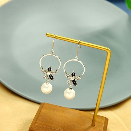 Boucles D'oreilles Pendantes Oreille Goutte Cristal Zircon Fleurs Imitation Perle Perles Cercle Pendentif 2021 Design Boucles D