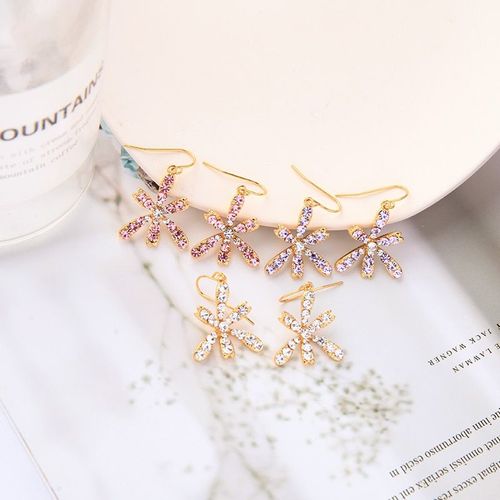 Boucles D'oreilles Pendantes 2021 Exquis Zircon Cristal Fleur Boucles D'oreilles Pendantes Pour Femmes Cadeaux Rose Boucles D'o