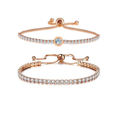 Bracelets Ficelle Et Chaîne Réglable Longueur Cristal Chaîne Bracelet 2021 Design Rose Or Couleur Glissière Boucle Bracelet Po
