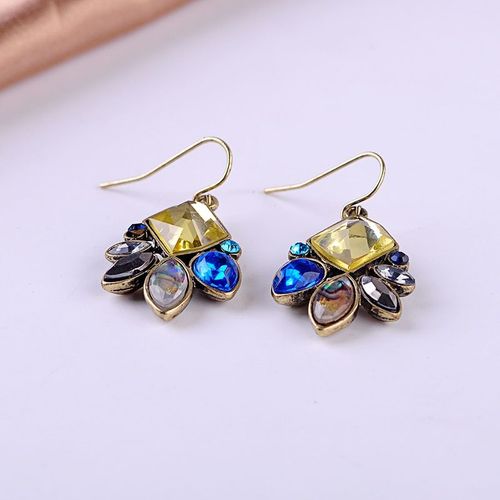 Boucles D'oreilles Pendantes Vintage Or Couleur Boucles D'oreilles Goutte Bleu Résine Français Crochet Indien Bijoux Pour Femme