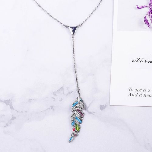 Pendentifs De Collier Unique Multicolore Cristal Résine Imitation Plume Feuilles Pendentif Collier Pour Les Femmes Cadea