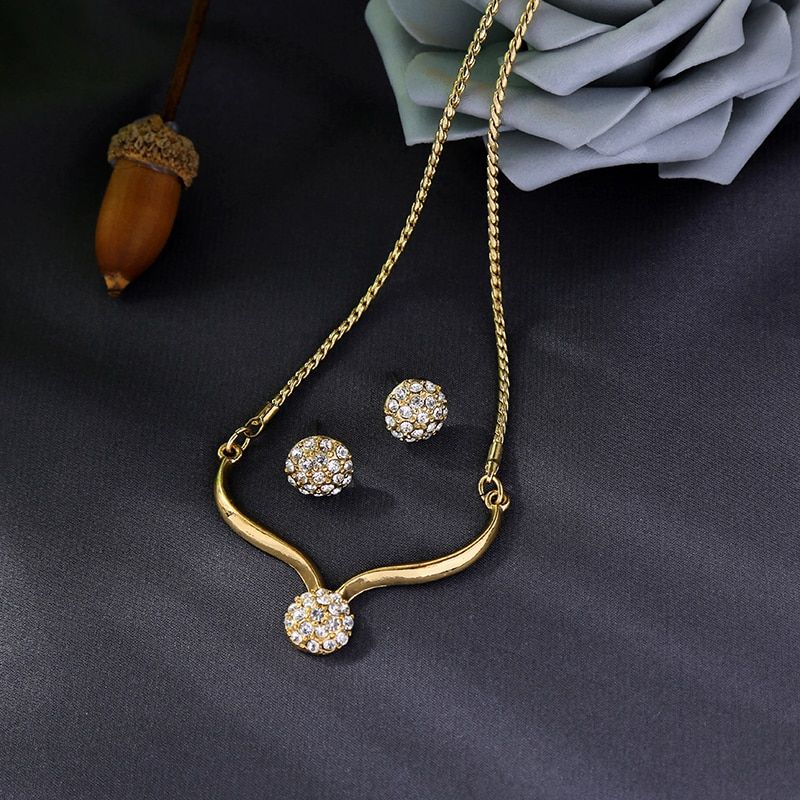 Parures De Bijoux Mode Collier Boucle D'oreille Pour Les Femmes Handamde Cristal Boule Pendentif Collier Boucle D'or