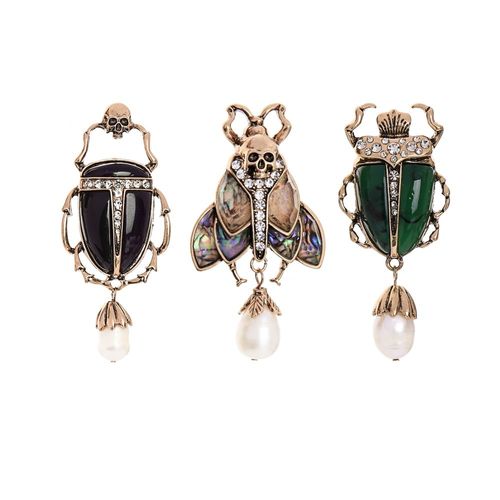 Broches Design Vert Résine Pierre Scarabée Insecte Broche Pour Les Femmes Fête Vintage Bijoux