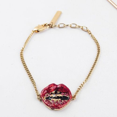 Charme Bracelets Émail Rouge Femme Lèvre Bracelet Mode Cadeau Bijoux Mignon Or Couleur Chaîne Bracelet Pour Femmes