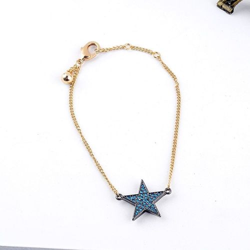 Bracelets Ficelle Et Chaîne Bleu Et Clair Mode Cristal Pentagramme Bracelet Femme Bijoux Chaîne De Breloques Bracelet Cadeau B