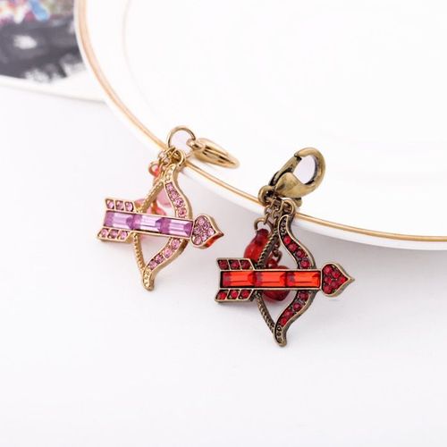 Porte-Clés Antique Or Couleur Flèches Coeurs Pendentifs Émail Résine Breloques Porte-Clés Pour Les Femmes Bij