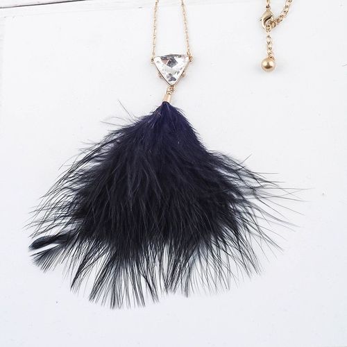 Pendentifs De Collier Hyperbole Noir Plume Triangle Cristal Pendentif Colliers Pour Femmes Cadeaux Or Couleur Mode Bijou