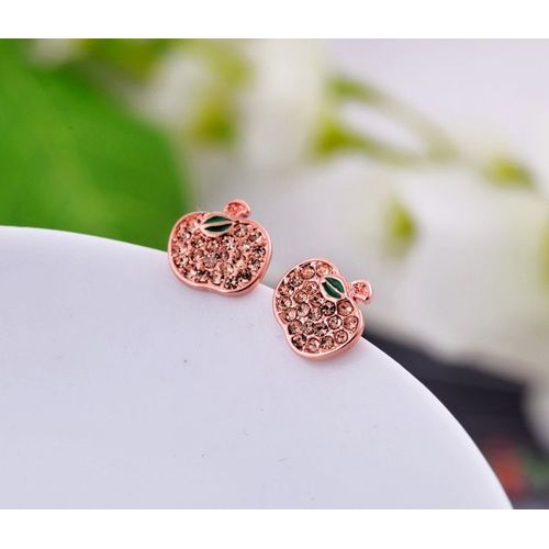 Boucles D'oreilles Mignon Exquis Cristal Vert Petite Pomme Fruits Boucles D'oreilles Pour Les Femmes Cadeaux Bijoux D