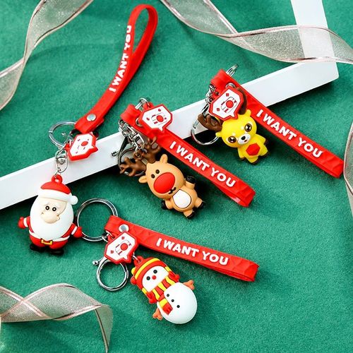 Charmes 2021 Pendentif De Noël Silicone Souple En Plastique Porte-Clés Bonhomme De Neige Père Noël Arbre D