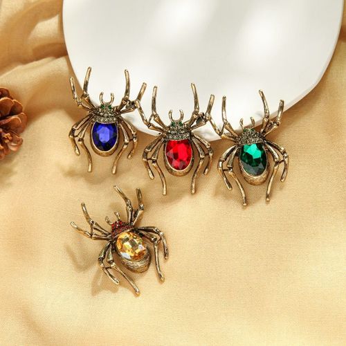 Broches Nouvelle Mode Bijoux Déclaration Broche Antique Or Multi Vert Cristal Abeille Insecte Araignée Bro