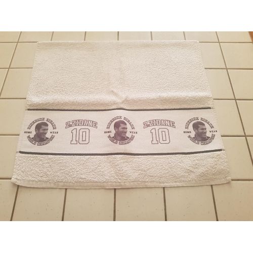 Serviette De Toilette Blanche Complices Zinedine Zidane 80 X 45 Cm World Champion Home Wear 100% Coton